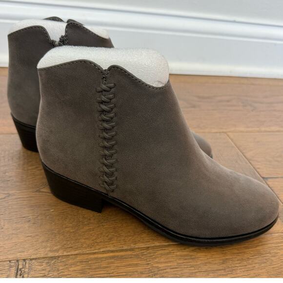 MIA Shoes - Mia Jaice Heeled Ankle Lasso Bootie Leather Gray Pull On Womens 8.5 NEW